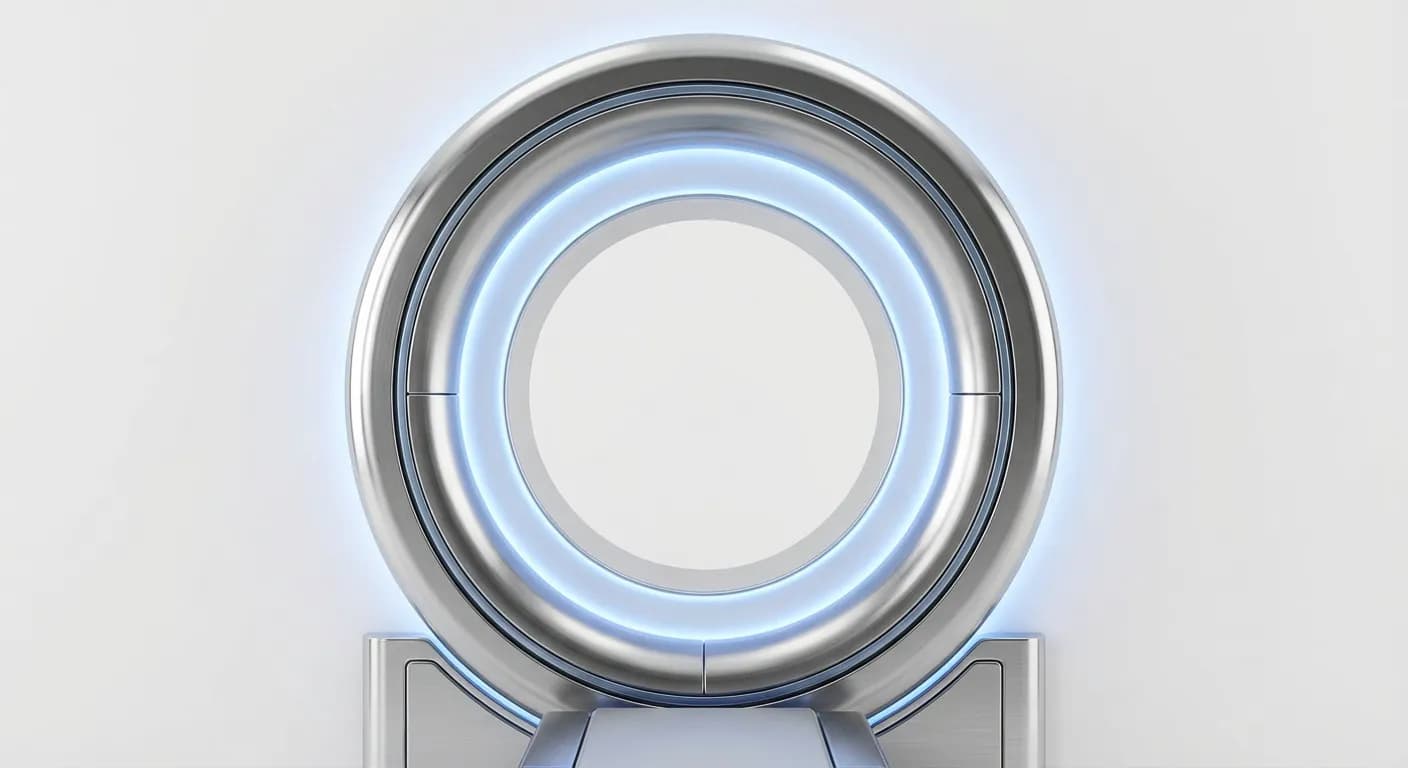 Vue minimaliste de l'ouverture d'un scanner IRM