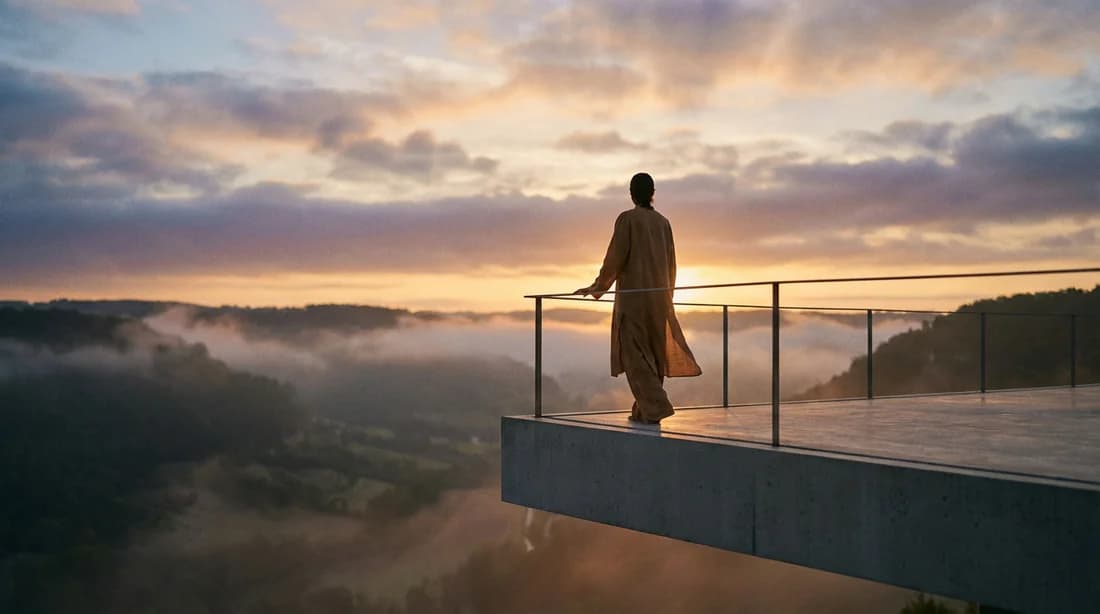 Une personne sereine contemplant l'horizon au lever du soleil, symbolisant la prise en main de sa santé.