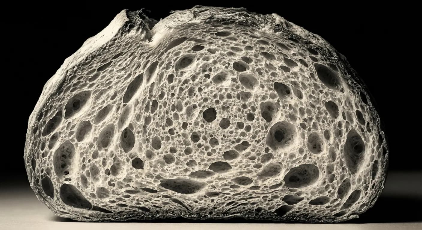 Pain de mie périmé 15 jours : est-ce risqué ? Vue rapprochée minimaliste d'une tranche de pain de mie sur fond sombre