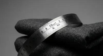 Gros plan minimaliste d'un ruban à mesurer symbolisant le calcul du poids d'une poitrine 95D.