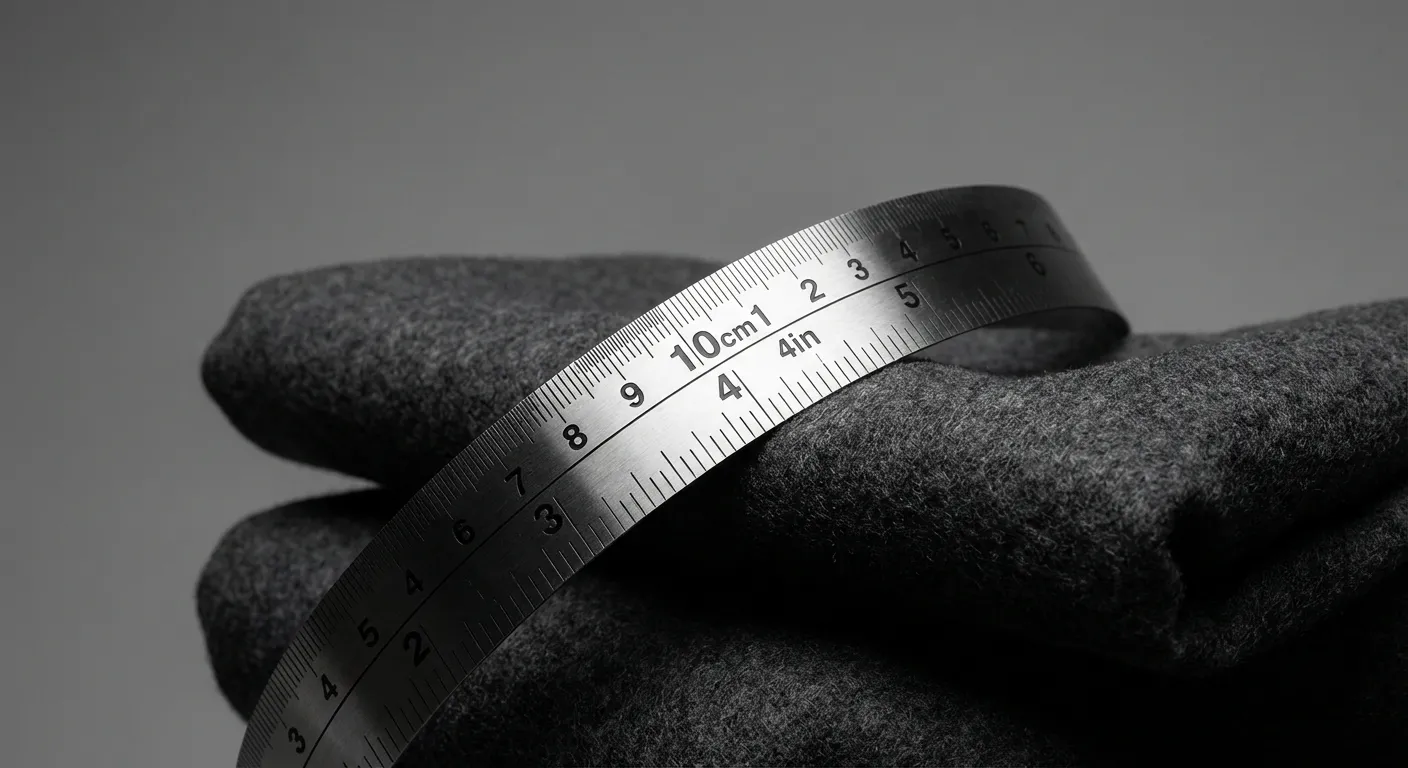 Gros plan minimaliste d'un ruban à mesurer symbolisant le calcul du poids d'une poitrine 95D.