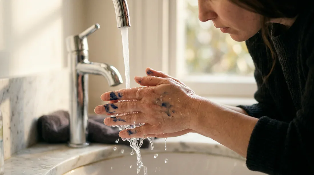 Comment enlever du feutre sur la peau - Image principale Personne en train de se laver les mains pour enlever des traces de feutre sur la peau