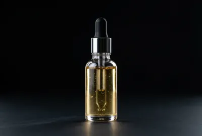Miniature minimaliste d'un flacon de soin pour ongles haut de gamme