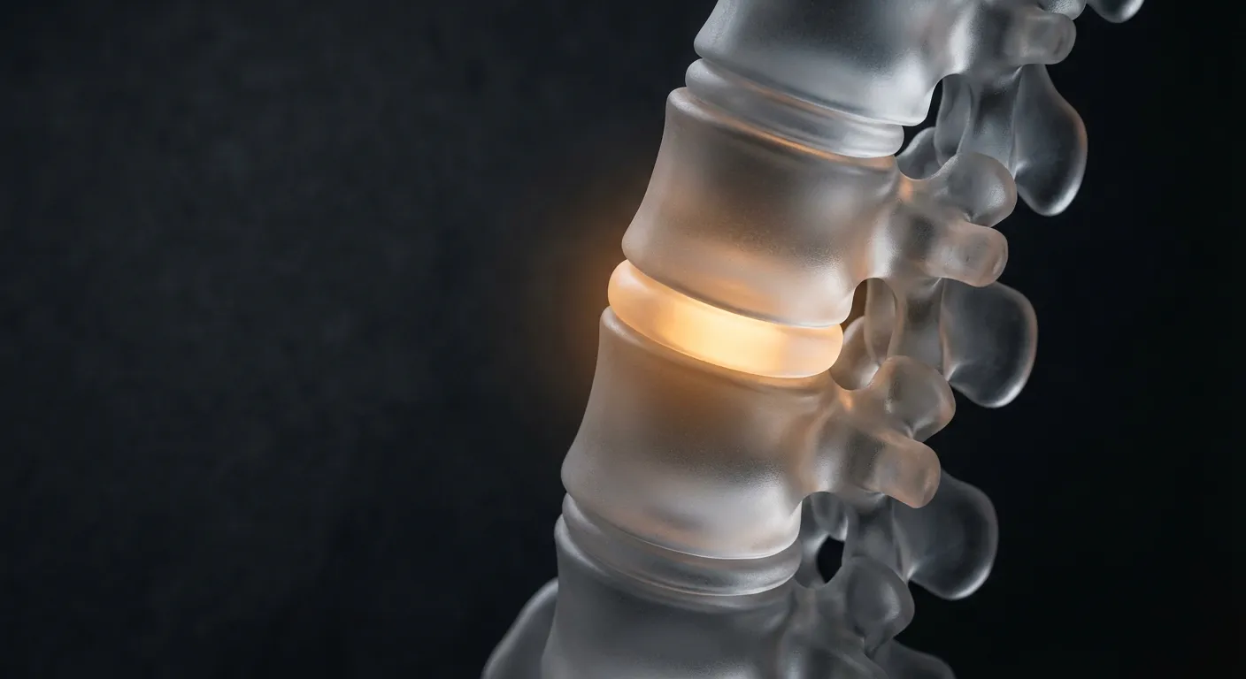 Gros plan iconique d'une colonne vertébrale avec zone de douleur lombaire