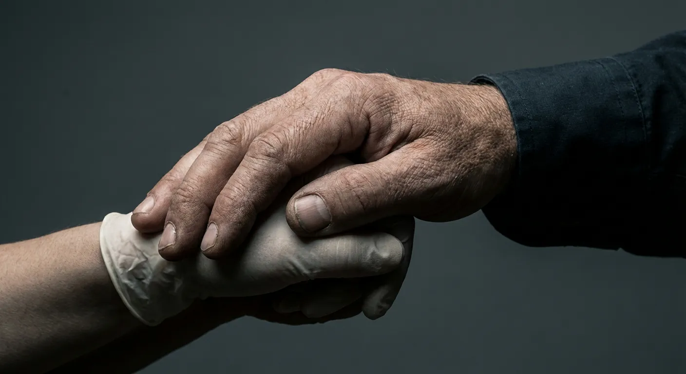 Gros plan de deux mains entrelacées symbolisant le soutien du conjoint