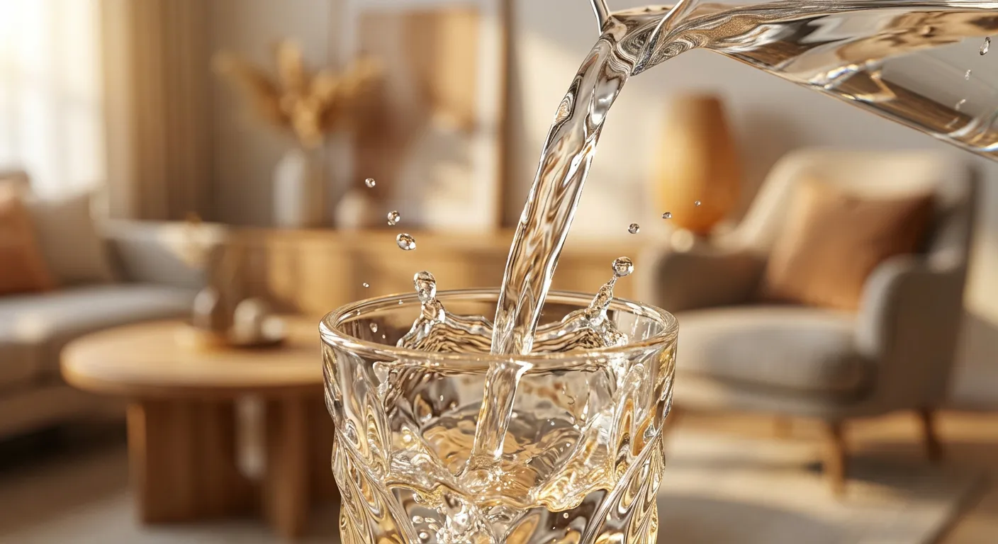 Gros plan artistique d'un verre d'eau symbolisant la prise d'un traitement.