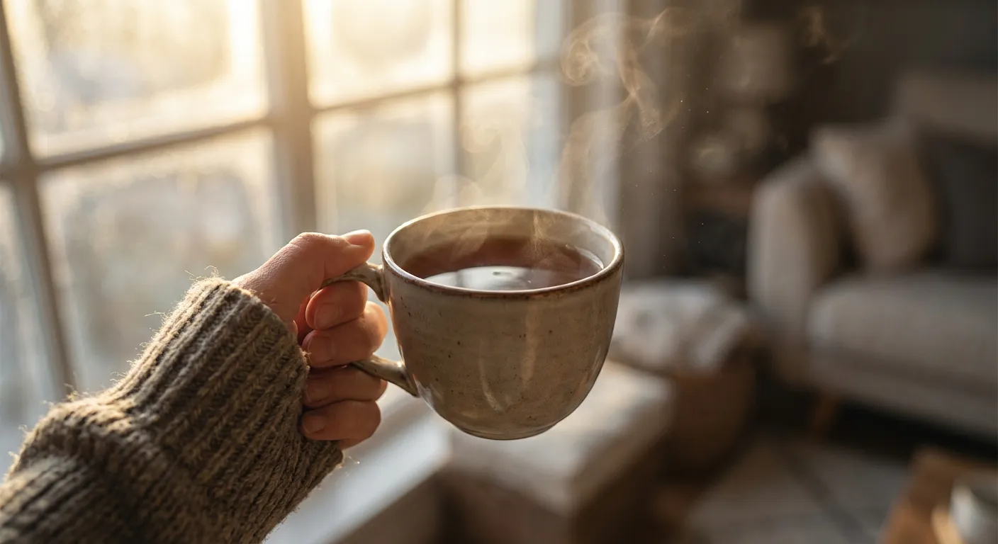 Moment de calme matinal illustrant le bien-être retrouvé