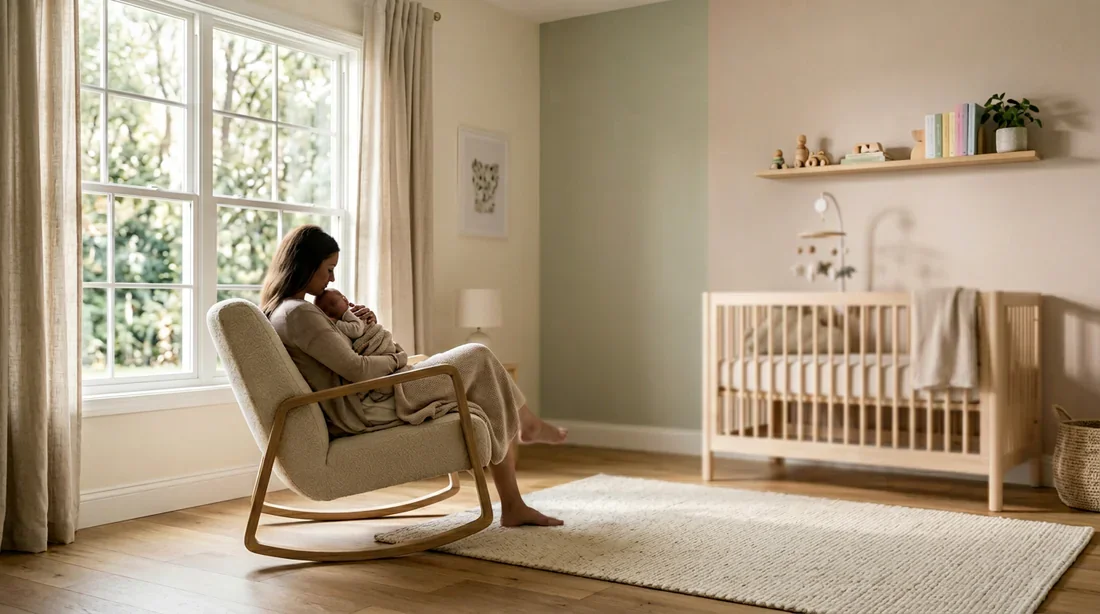 Bien-être et sérénité pour le nourrisson Une atmosphère douce et apaisante dans une chambre de bébé baignée de lumière naturelle