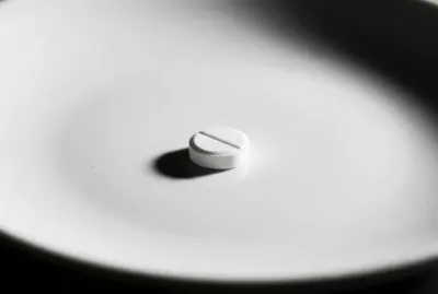 Une pilule isolée sur un fond blanc