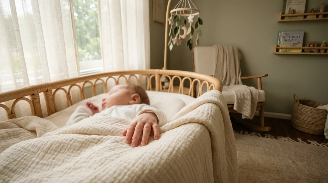 Un bébé paisible dormant dans une chambre lumineuse et apaisante