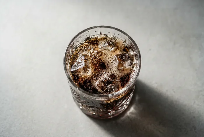 Verre de boisson gazeuse avec glaçons