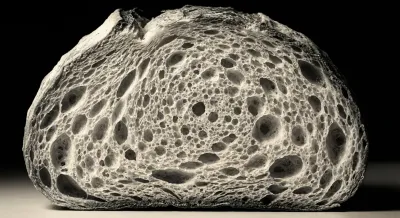 Vue rapprochée minimaliste d'une tranche de pain de mie sur fond sombre