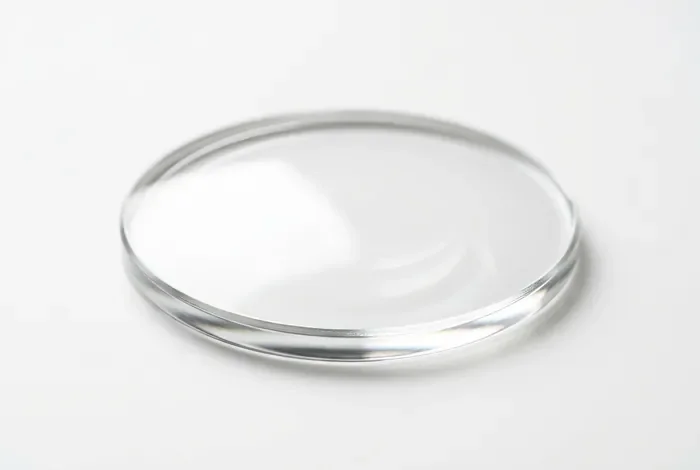 Gros plan minimaliste sur une lentille de verre de haute précision