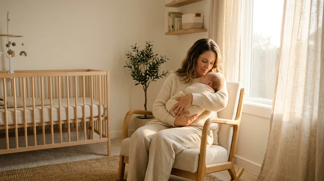 Une mère et son enfant dans une ambiance chaleureuse et lumineuse