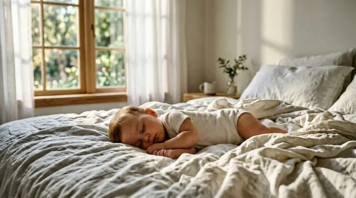 Bébé trempé dans le dos par le pipi que faire pour éviter les fuites Gros plan minimaliste sur la texture d'un body en coton pour bébé.