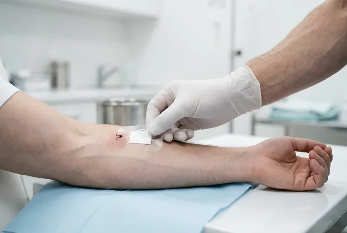 Œdème après perfusion que faire pour soulager le gonflement Gros plan minimaliste sur un environnement médical propre et sécurisé