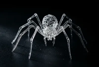 Gros plan minimaliste et contrasté d'une silhouette d'araignée symbolisant les hallucinations