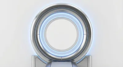 Vue minimaliste de l'ouverture d'un scanner IRM