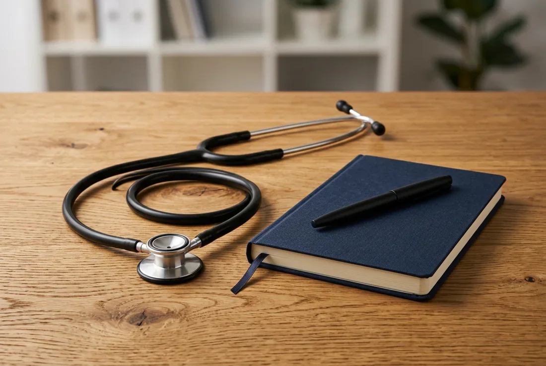 Un médecin pensif regardant par la fenêtre d'un cabinet médical élégant au crépuscule